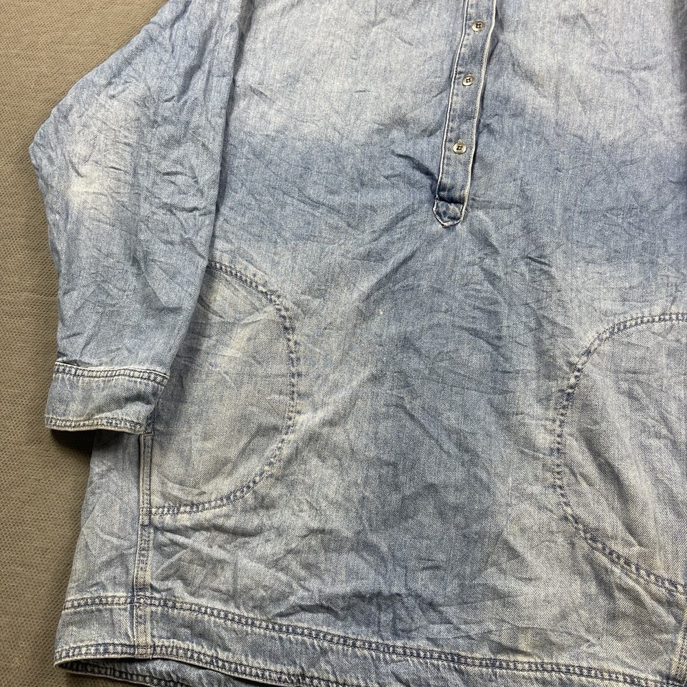 Free People Jacket Womens Medium Blue Denim Long Chore‎ Coat Button Henley Dress - Picture 3 of 14